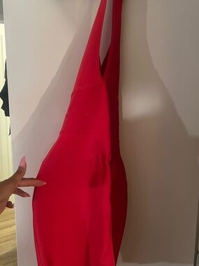 Coral red Bodycon Dress - halter top